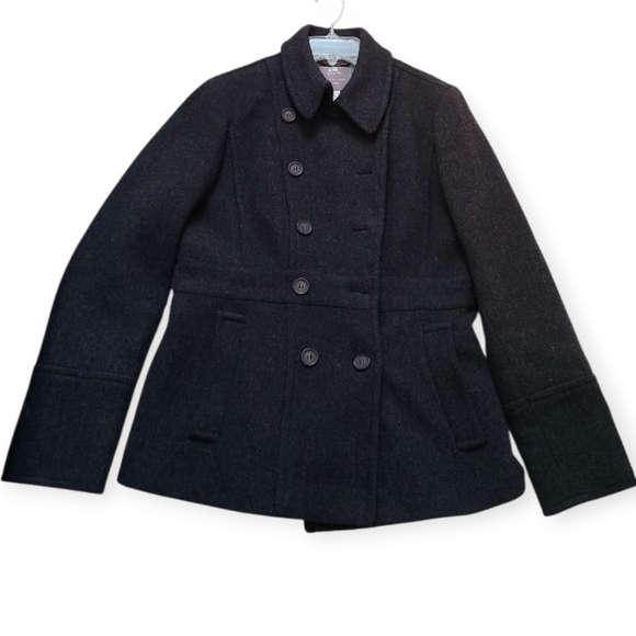 J. Crew Women's Stadium Cloth Double-Breasted Wool Blend Jacket Peacoat Charcoal - Picture 17 of 17